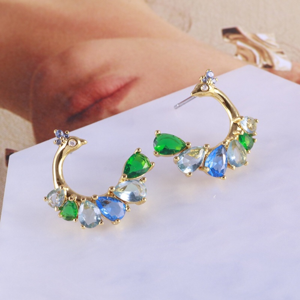 Kate Spade Colorful Teardrop Crystal Peacock Earrings
